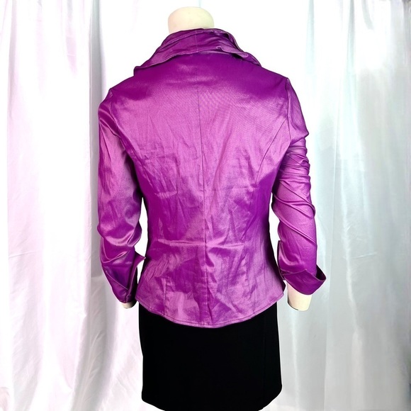 SAMUEL DONG LIGHT PURPLE METALLIC JACKET FROMT ZIPPER PURPLE JACKET WOMEN SMALL - Picture 5 of 11